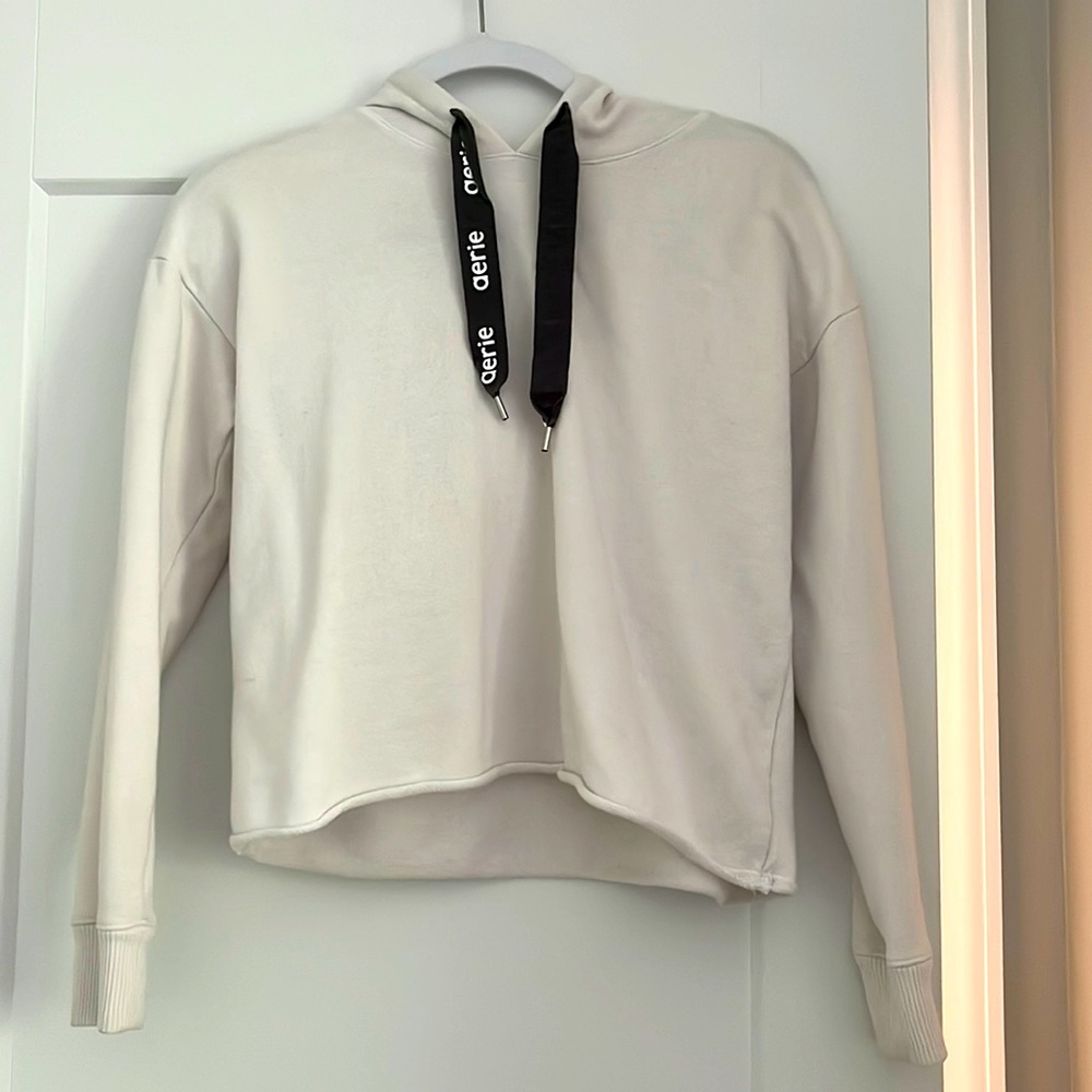 Aerie Ivory Cropped Hoodie